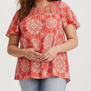 Torrid Mandala Print Smocked Blouse